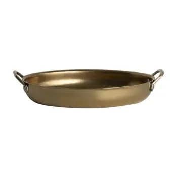 Genware Oval Dish 11 3/8 x 7 x 2 (1 1/4 qt) Gold Vintage Stainless Steel - Set of 6