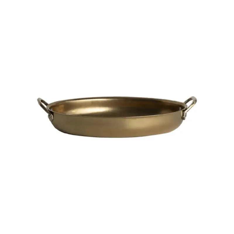 Genware Oval Dish 11 3/8 x 7 x 2 (1 1/4 qt) Gold Vintage Stainless Steel - Set of 6