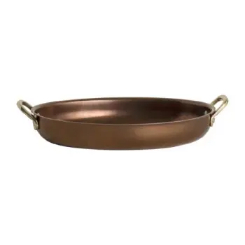 Genware Oval Dish 11 3/8 x 7 x 2 (1 1/4 qt) Copper Vintage Stainless Steel - Set of 6