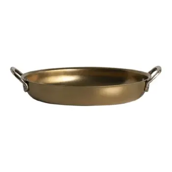 Genware Oval Dish 10 x 6 1/4 x 2 (26 1/2 oz) Gold Vintage Stainless Steel - Set of 6