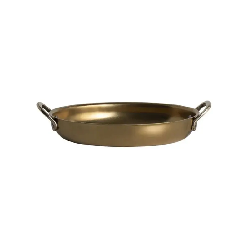 Genware Oval Dish 10 x 6 1/4 x 2 (26 1/2 oz) Gold Vintage Stainless Steel - Set of 6