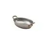 Genware Oval Dish 8 7/8 in x 5 3/8 in x 1 1/4 in (17 oz) Vintage Stainless Steel - Set of 6