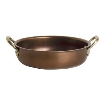 Genware Round Dish 7 3/4 in 6 1/4 x 2 1/4 in (23 oz) Copper Vintage Stainless Steel - Set of 6