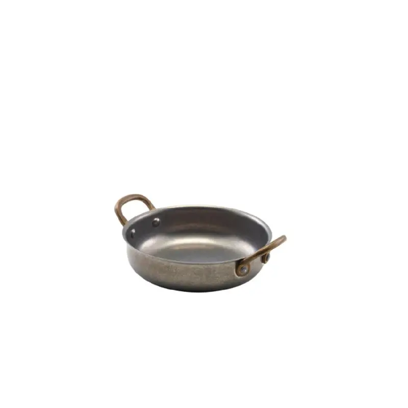 Genware Round Dish 7 3/8 in x 5 5/8 x 2 1/8 in (16 oz) Vintage Stainless Steel - Set of 6