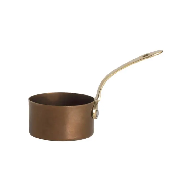 Genware Mini Sauce Pan 6 1/4 x 2 7/8 x 3 1/4 (4 3/4 oz) Copper Vintage Stainless Steel - Set of 6 Genware Mini Sauce Pan 6 1/4 x 2 7/8 x 3 1/4 (4 3/4 oz) Copper Vintage Stainless Steel - Set of 6