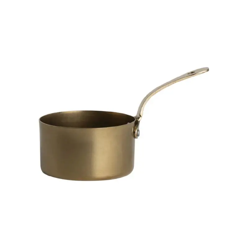 Genware Mini Sauce Pan 7 1/8 in x 3 3/4 in x 4 1/2 in (11 3/4 oz) Gold Vintage Stainless Steel - Set of 6