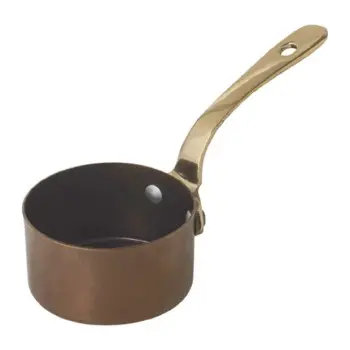 Genware Mini Sauce Pan 7 1/8 in x 3 3/4 in x 4 1/2 in (11 3/4 oz) Copper Vintage Stainless Steel - Set of 6