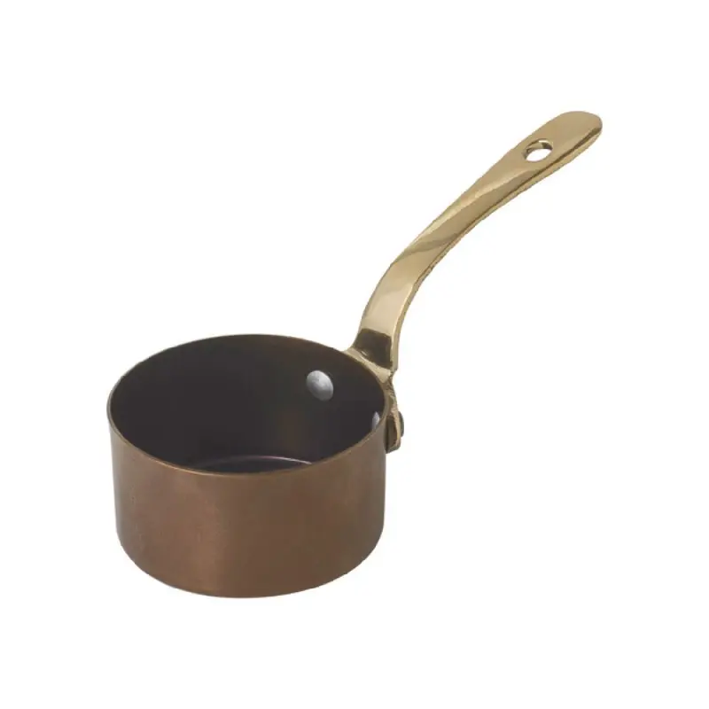 Genware Mini Sauce Pan 7 1/8 in x 3 3/4 in x 4 1/2 in (11 3/4 oz) Copper Vintage Stainless Steel - Set of 6 Genware Mini Sauce Pan 7 1/8 in x 3 3/4 in x 4 1/2 in (11 3/4 oz) Copper Vintage Stainless Steel - Set of 6