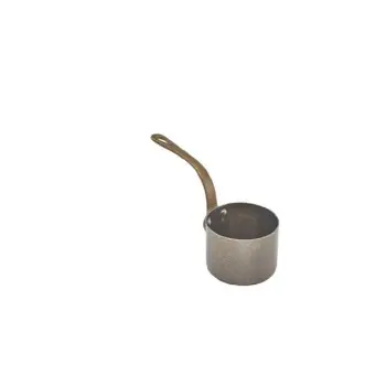 Genware Mini Sauce Pan 6 1/4 in x 2 7/8 in x 3 1/4 in (4 3/4 oz) Vintage Stainless Steel - Set of 6