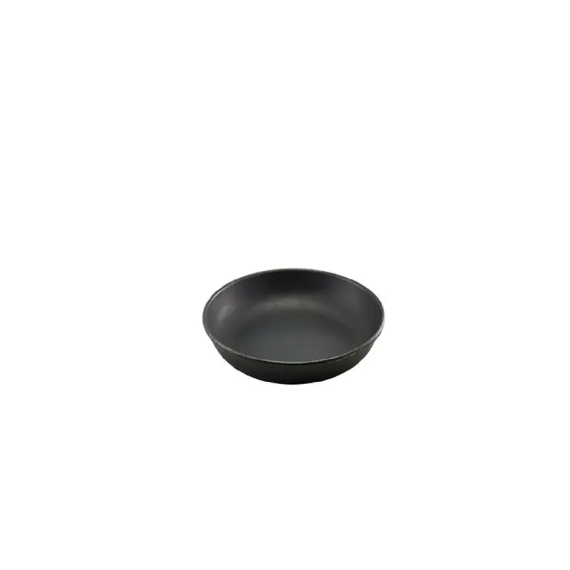 Genware Coupe Plate 8 in Vintage Stainless Steel Black - Set of 12