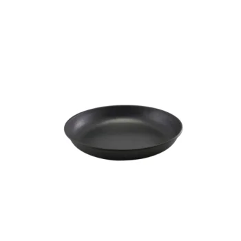 Genware Coupe Plate 9 3/4 in Vintage Stainless Steel Black - Set of 12