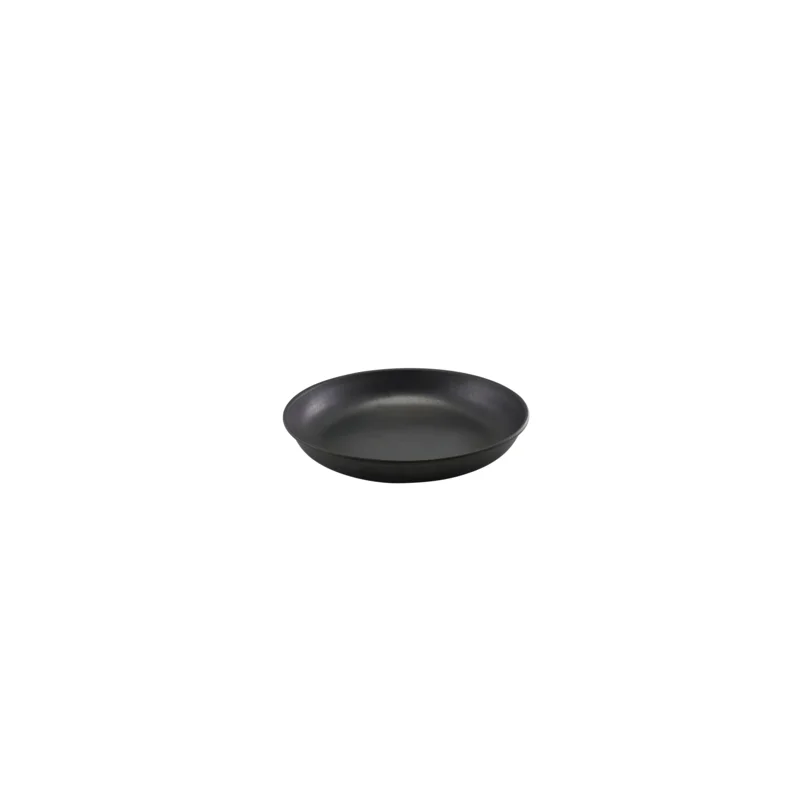 Genware Coupe Plate 9 3/4 in Vintage Stainless Steel Black - Set of 12