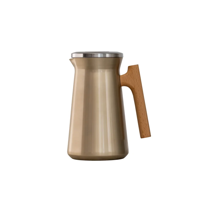 Complements Server Vacuum insulated Stainless Liner With Wood Handle 6 5/8 in x 8 1/2 in (1 Liter) Champagne - Set of 6