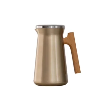 Complements Server Vacuum insulated Stainless Liner With Wood Handle 6 1/2 in x 7 1/2 in (0.7 Liter) Champagne - Set of 6