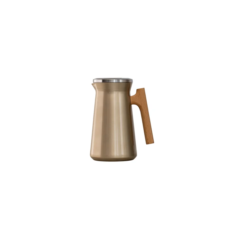 Complements Server Vacuum insulated Stainless Liner With Wood Handle 6 1/2 in x 7 1/2 in (0.7 Liter) Champagne - Set of 6