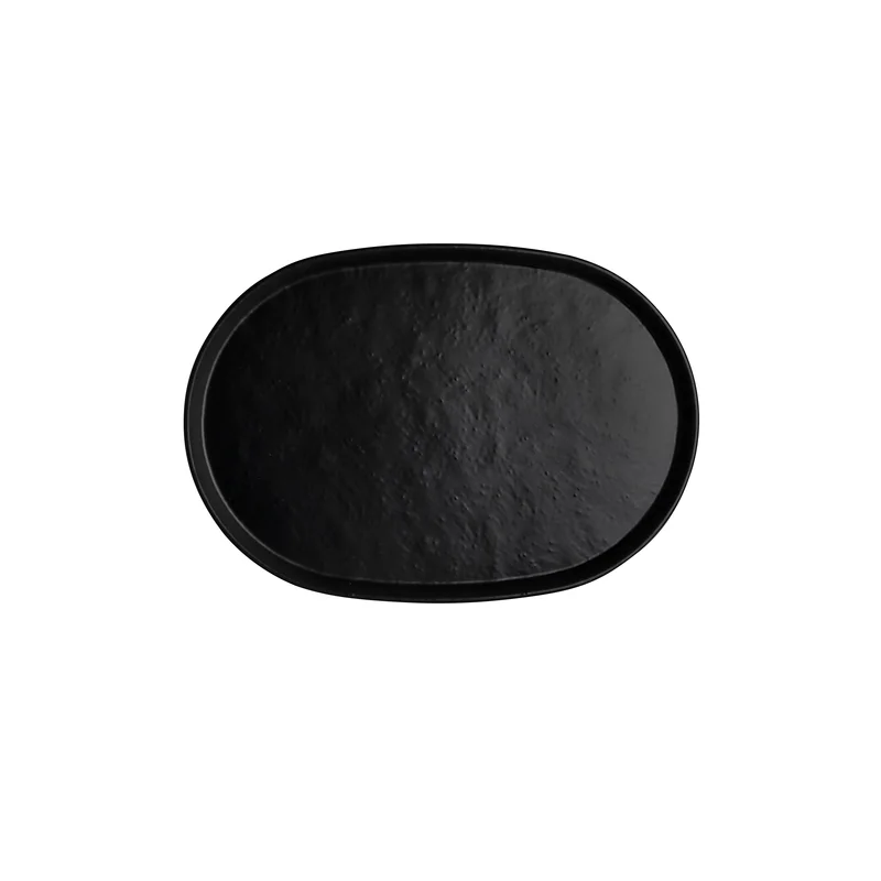 Creations Melamine Oval Tray Black 17 in x 11 3/4 in x 1 in Cali - Set of 12