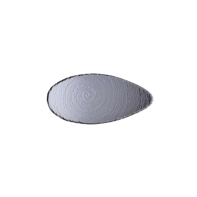 Creations Glass Oval Platter 12 1/8 in x 5 7/8 in x 7/8 in Scape Smoked - Set of 6