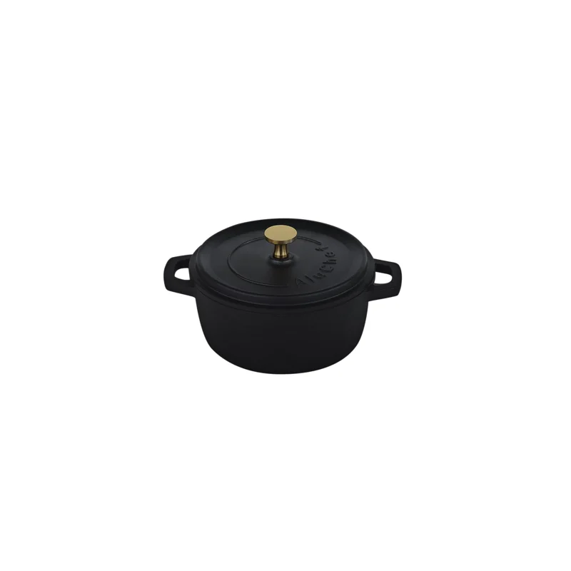 Aluchef Round Casserole Dish With Gold Knob 10 3/4 in x 8 1/2 in x 5 3/4 in (2 1/2 qt) Matte Black - Set of 4 Aluchef Round Casserole Dish With Gold Knob 10 3/4 in x 8 1/2 in x 5 3/4 in (2 1/2 qt) Matte Black - Set of 4