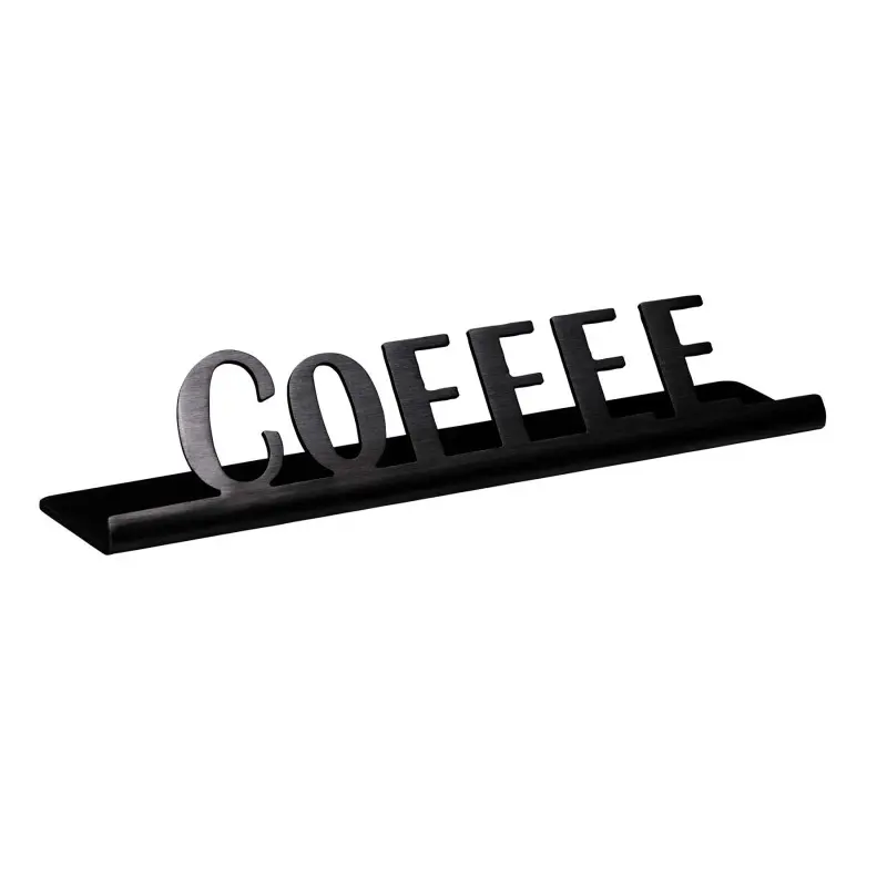 Service Ideas Laser Brushed Coffee Sign Short Black Onyx Finish