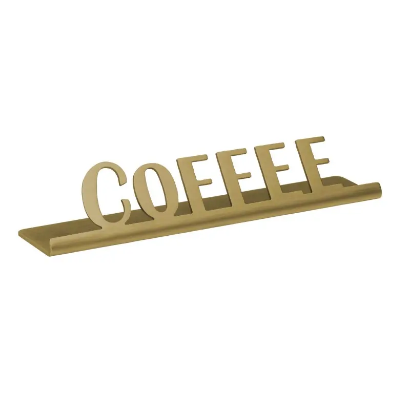 Service Ideas Laser Brushed Coffee Sign Short Vintage Gold Finish Service Ideas Laser Brushed Coffee Sign Short Vintage Gold Finish