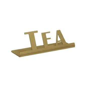 Service Ideas Laser Brushed Tea Sign Short Vintage Gold Finish