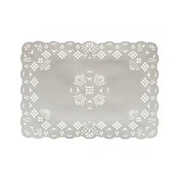 Rectangular Dulce White Greaseproof Paper Lace Doilie - 25 x 35cm - Pack of 250 - Pastry Chef's Boutique