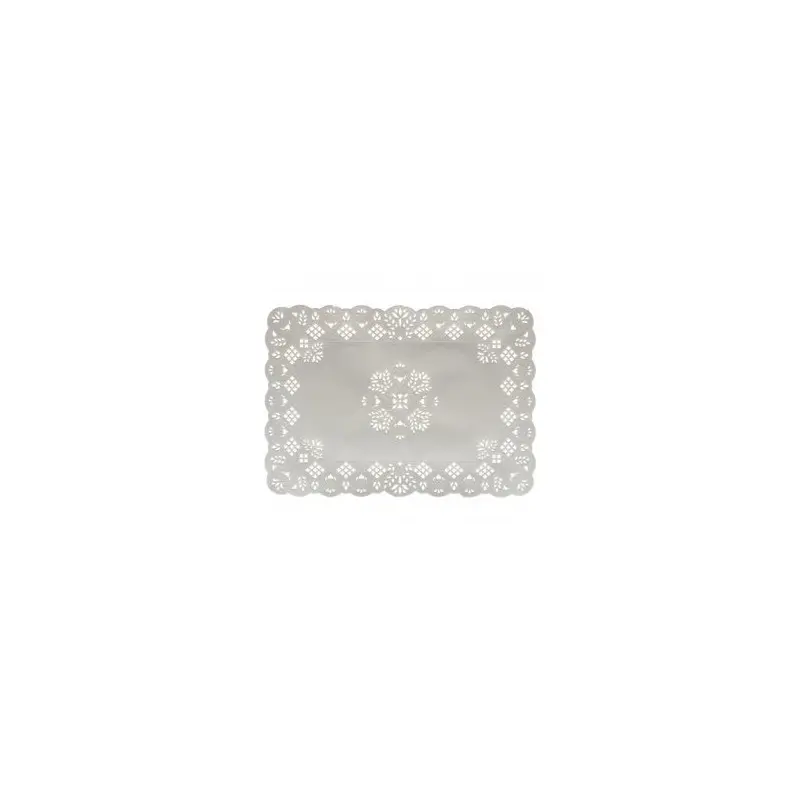 Rectangular Dulce White Greaseproof Paper Lace Doilie - 25 x 35cm - Pack of 250 - Pastry Chef's Boutique