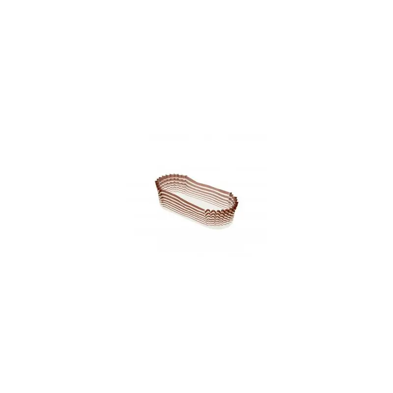 Paper Decorated Oval Eclair Pastry Cups No.88 Base 105 x 40 x 25 mm - White with Gold Stripes - 1000pcs