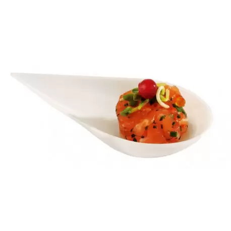 Pastry Chef's Boutique PS30362 White Plastic Goutte Spoon - 3.9'' x 2'' x 0.6'' - 200ct Plastic Mini Dishes Pastry Chef's Boutique PS30362 White Plastic Goutte Spoon - 3.9'' x 2'' x 0.6'' - 200ct Plastic Mini Dishes