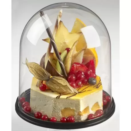 Pastry Chef's Boutique PS40805 Clear Plastic Dome Support with Lid - 6.9'' x 6.7'' - 40pcs Plastic Mini Cups and Bowls